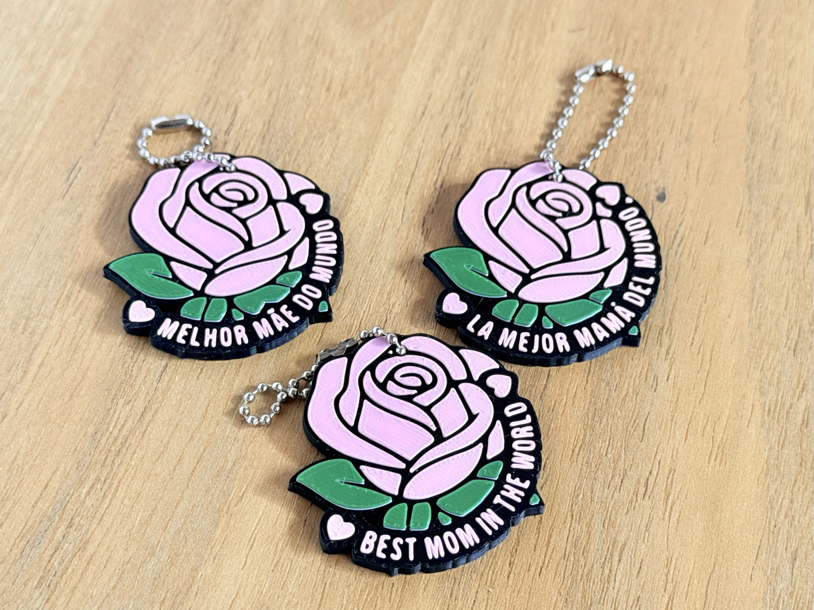 Rose Keychain with Text