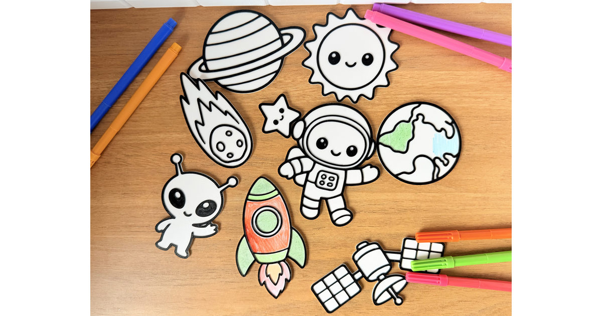Raised Borders Coloring - Space