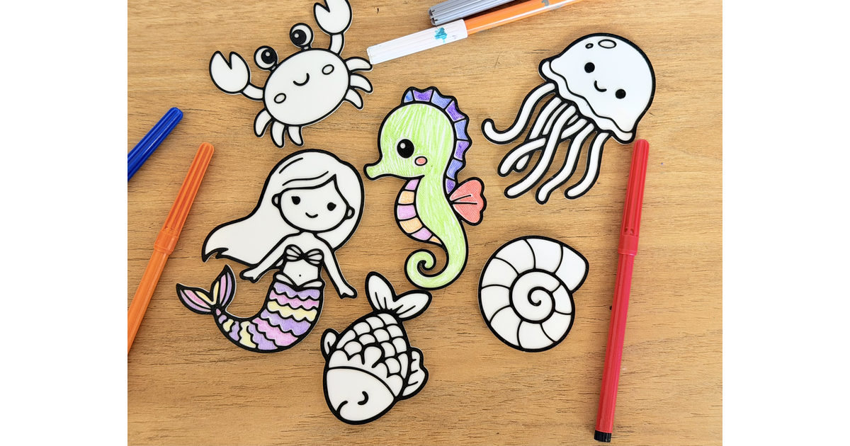 Colorear con Bordes en Relieve - Bajo el Mar